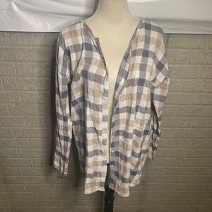Mystree Womens Button‎ Down Plaid Shirt Long Sleeve Casual Tunic Top